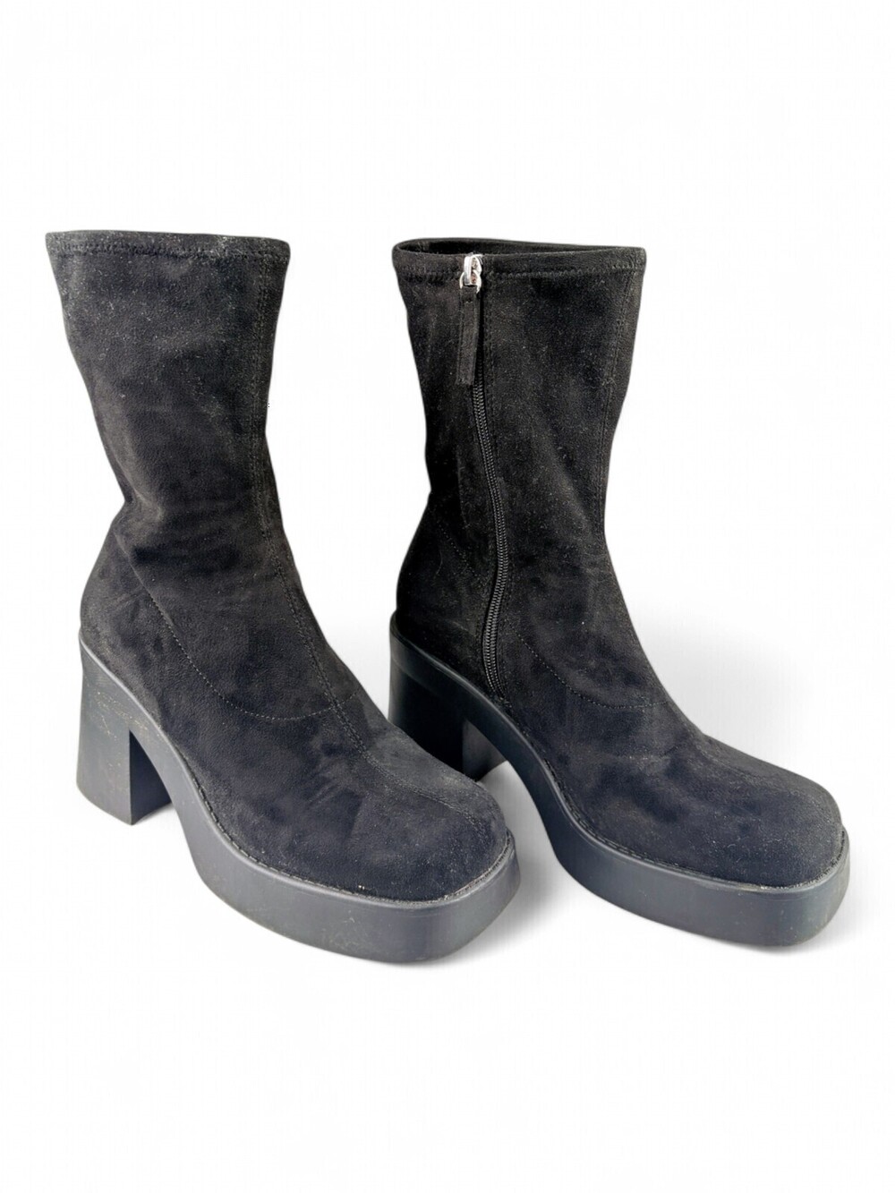 Steve Madden Klayton Black Platform Block Heel Ankle Boots KLAY01S1 Womens 9